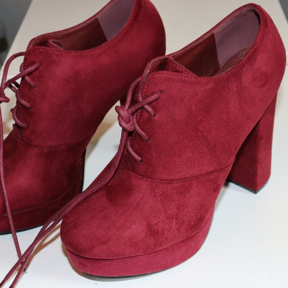 Allegra K Women's Platform Block Heel Lace Up Ankle Boots Size 7 - Picture 2 of 7